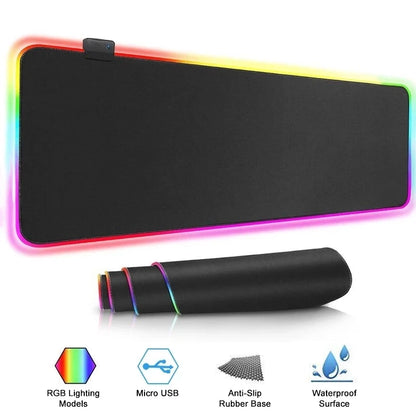 RGB LED Light Mousepad Waterproof Large Gaming Mouse Pad Gamer Mouse Carpet Big Mause Keyboard Pad PC Desk Play Mat with Backlit