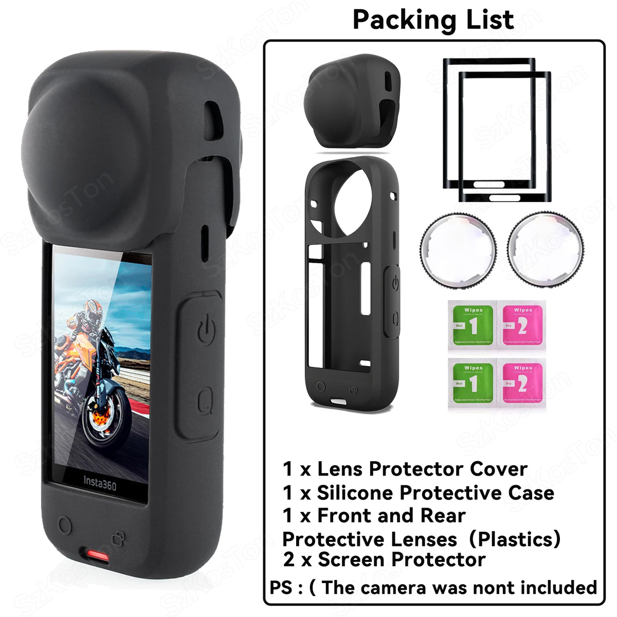 For Insta360 X5 X4 Lens Guards + Storage Bag + Screen Protector Film for Insta 360 X4 X5 Lens Protector Anti-scratch Accessory