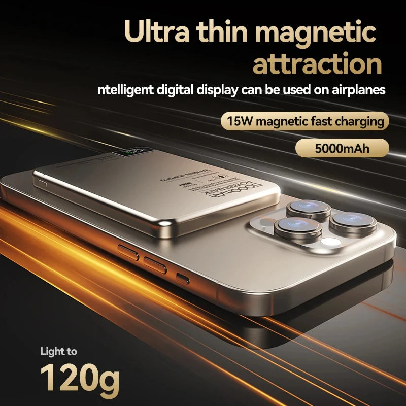 Lenovo 10000mah Ultra-thin Power Bank Magnetic Wireless Digital Display Fast Charging External Battery For Magsafe For Iphone