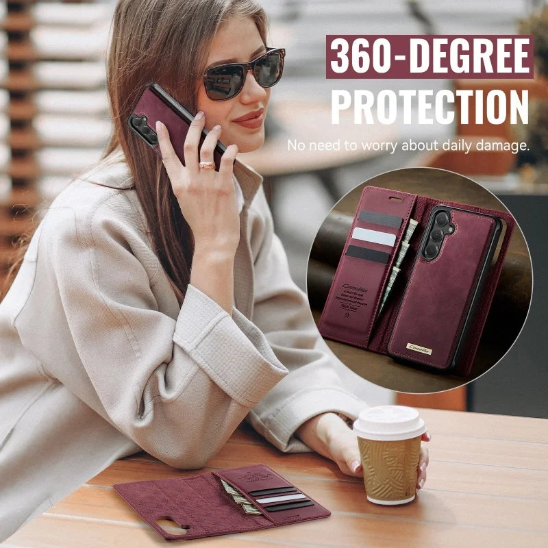 Magnetic Wireless Charging Leather Wallet Phone Case for Samsung Galaxy S26 Plus S25 FE S24 Ultra S23 S22 S21 A57 A17 Flip Cover