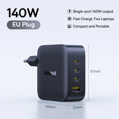 【New Sale】Baseus 140W Charger PD Charger USB C Charger Fast Charger For Macbook Tablet Phone Charger For iPhone 17 16 15 14