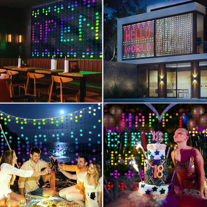 1/2PCS Smart LED Curtain Lights LED Fairy Lights App Control Music Sync DIY Pattern Waterproof for Indoor Outdoor Party Decor