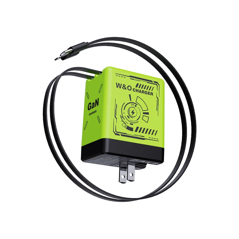 2026 New GaN 120W Fast Charger with Retractable Type-C Ligting Cable Portable Multi-Device Folding Adapter For iPhone Samsung