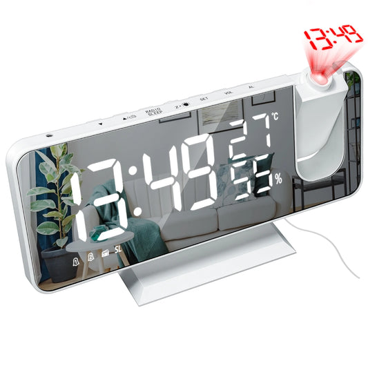 High Quality Alarm Clock Radio HD Projection Large LED Display Digital Smart Table Clock Ceiling Dimming for Bedroom Accessories