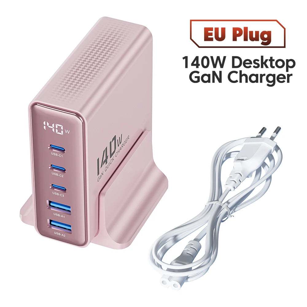 Toocki 140W GaN USB Charger 5in1 Desktop Fast Charge USB Type C Charger LED Display Charger For iPhone Xiaomi Smartphone Laptop