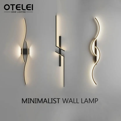 Long Strip LED Wall Lamp Modern Remote Control Dimming Living Roomdecor Wall Lamp Background Bedroom Bedside Home LED Lighting