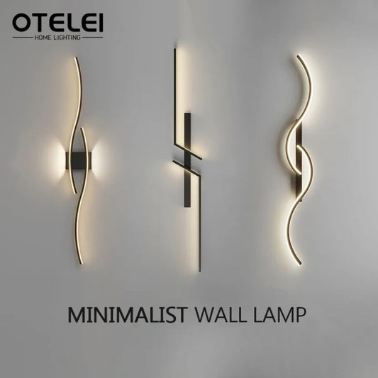 Long Strip LED Wall Lamp Modern Remote Control Dimming Living Roomdecor Wall Lamp Background Bedroom Bedside Home LED Lighting