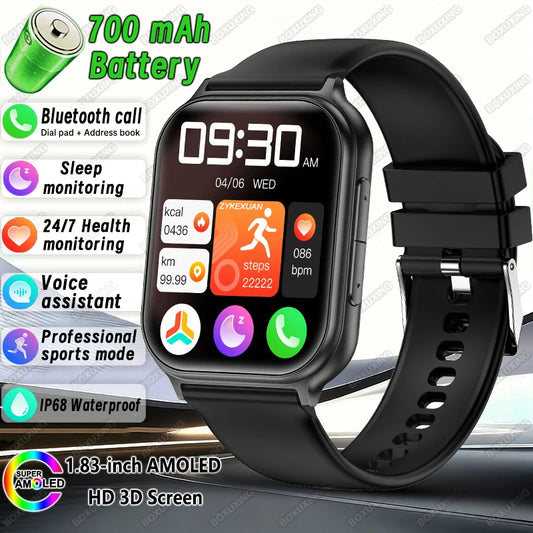 2026 New Smartwatches Men Women Sports Fitness Tracker IP68 Waterproof Built-in 24H Heart Rate 700 mAh Battery Call Smart Watch