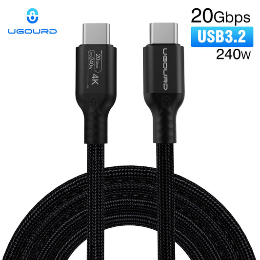 UGOURD USB3.2 20Gbps Type C to Type C Cable 240W Fast Charging Cord USB C SSD Hard Disk Cable USB3 0.2m -3m 5m for MacBook iPad