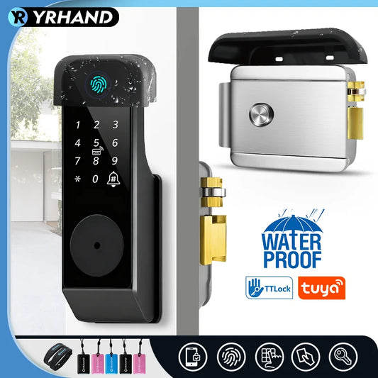 Fingerprint Lock Waterproof Tuya Wifi Remote Control Bluetooth TTLock App Mechanical Electronic Smart Door Lock for Home