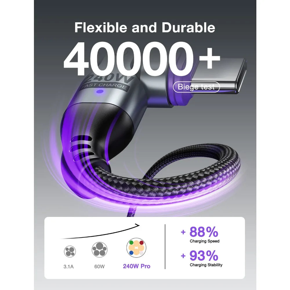 AUFU 16pin 180 Rotate Magnetic Cable 240W Fast Charging Micro USB Type C Cable For iPhone Xiaomi Samsung Magnet USB Phone Cable