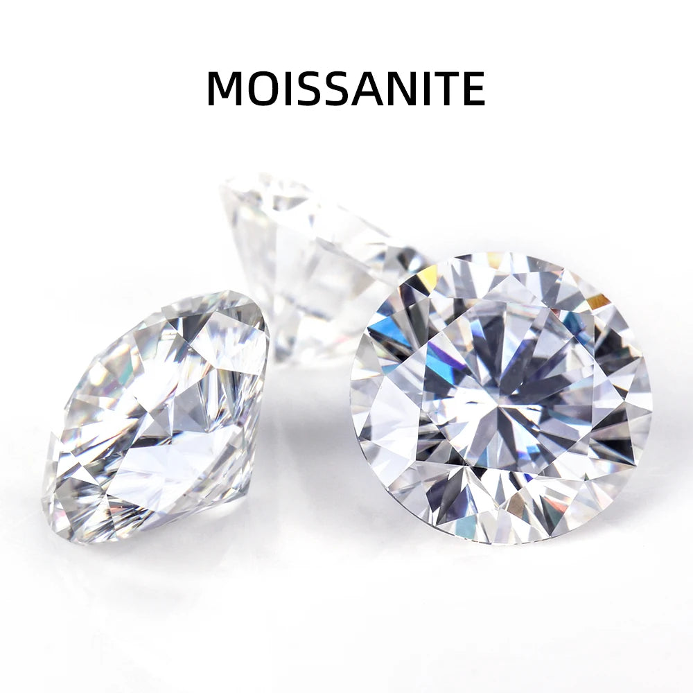 1 round moissanite cut with 8 hearts and 8 arrows, D color, VVS1 clarity, 0.1 carat-5 carat, suitable for making inlaid pendant