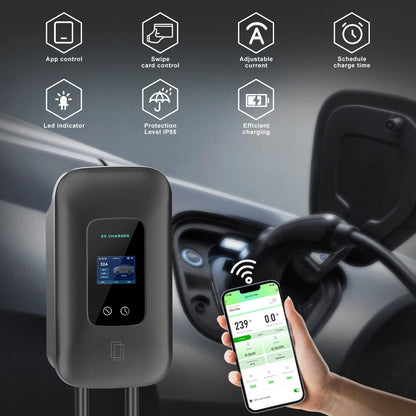 JDMEX EV Charger Station 16/32A Electric Vehicle Car Charger EVSE Wallbox Wallmount 7.6/11/22KW Type2 Cable IEC62196 APP Control
