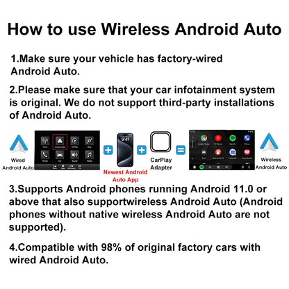 2-in-1 Wireless CarPlay Adapter Wired To Wireless Dongle for Apple & Android Auto Plug and Play for OEM Wired Smart Car Systems