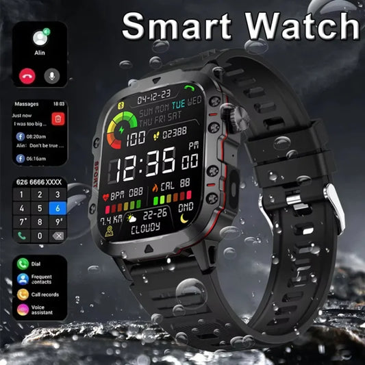 2026 New Smart Watch Men Bluetooth Calling Fitness Tracker LED Flashlight Sleep Monitor Sports Smartwatch For Android iOS