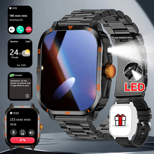 Smart Watch, Full Touchscreen Sports Watch, Bluetooth Calling, With Flashlight, Unisex, Compatible with Android and iPhone.