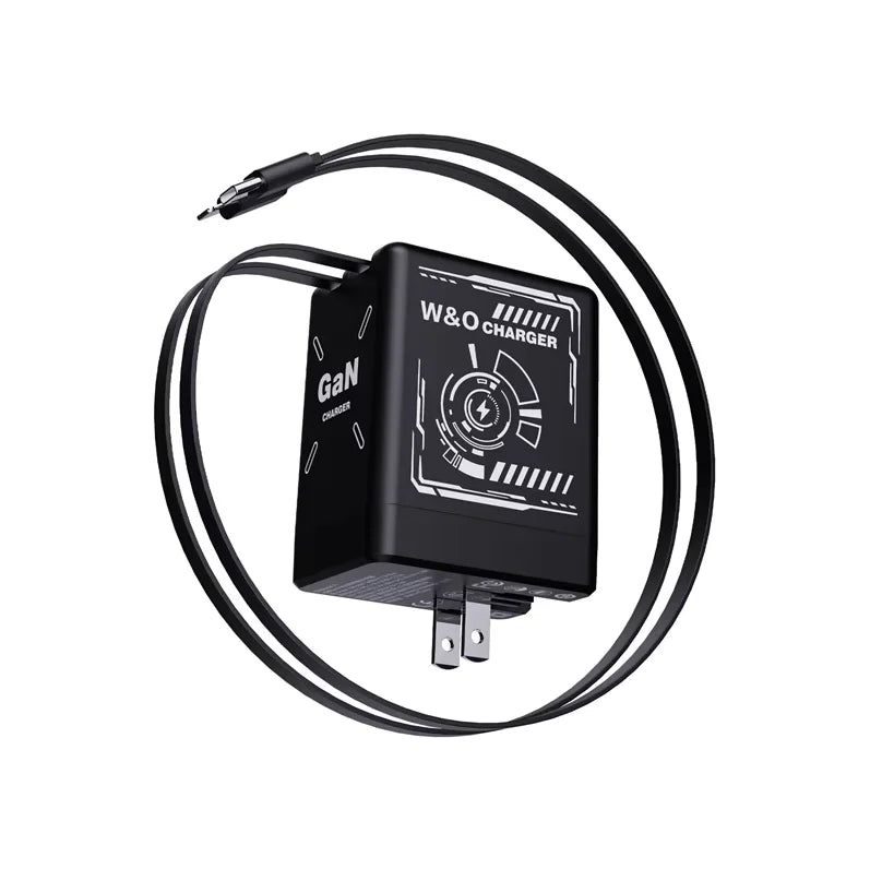 2026 New GaN 120W Fast Charger with Retractable Type-C Ligting Cable Portable Multi-Device Folding Adapter For iPhone Samsung