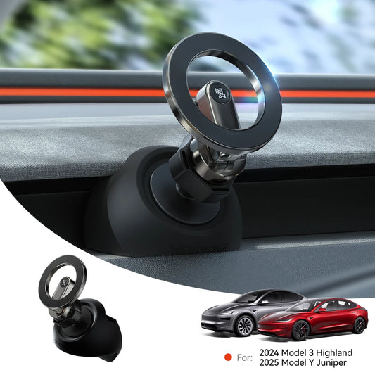 YZ For Tesla Model 3 Y Highland Juniper 2025 Stronger Magnetic adjustable Metal Car Phone support silicone base holder