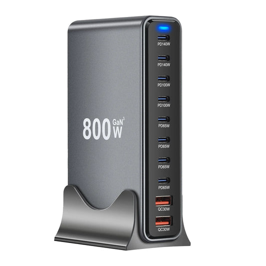 800w Charger GaN USB C Fast Desktop 10-port USB Type C PD3.1 Charger Fast Charging for iPhone 16 15 14 Samsung S24 Xiaomi Laptop