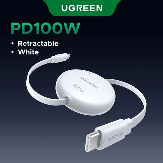 UGREEN Retractable PD 100W USB C to USB C Cable for iPhone 17 16 15 iPad MacBook Fast Charging Data Cord Type C Charger Cable