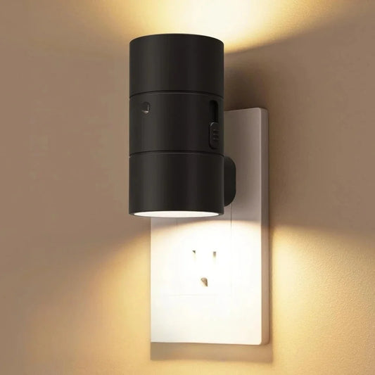 Cylindrical LED Night Light Plug in Modern Wall Lamp Sensor Adjustable Brightness Dimmable Night Lights for Hallway Bedroom