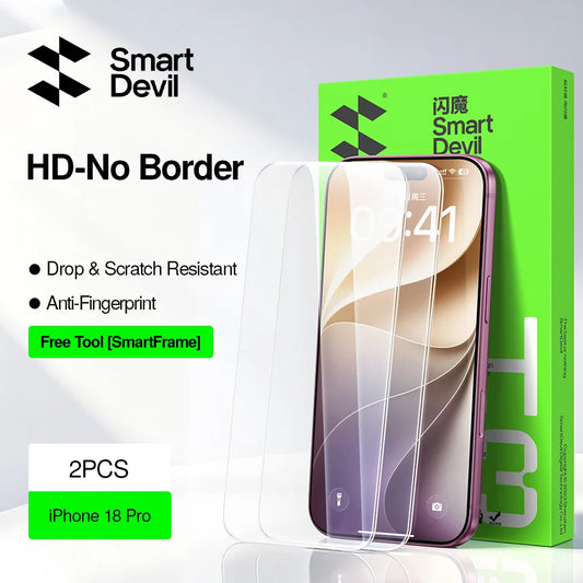 SmartDevil 2/3 pcs Screen Protector HD for iPhone 18 Pro Max 17 Pro 16 Anti-fingerprint Tempered Glass Film for iPhone 16 Pro 15