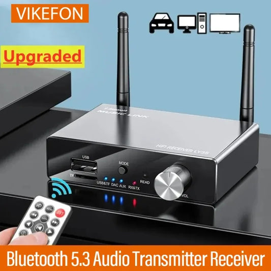 Wireless Music Audio Adapter Bluetooth 5.3 Transmitter Receiver Stereo Low Latency AUX 3.5mm Optical Remote Control For TV PC