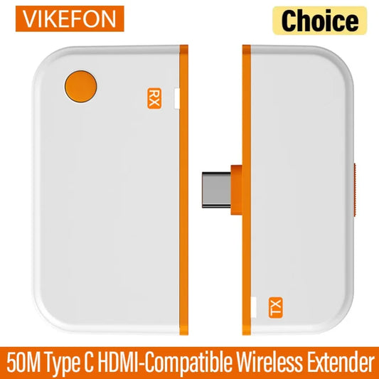 50M Type C HDMI-Compatible Wireless Video Transmitter Receiver Extender Adapter TV Stick Dongle for Laptop PC Phone TV Monitor